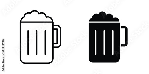 Beer mug icon Outline Style. Vector Illustration in flat For Graphic Design