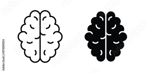 Brain icon Outline Style. Vector Illustration in flat For Graphic Design