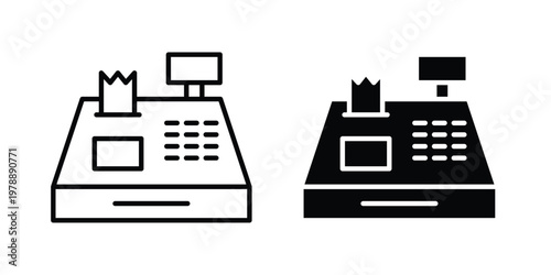 Cash register icon Outline Style. Vector Illustration in flat For Graphic Design