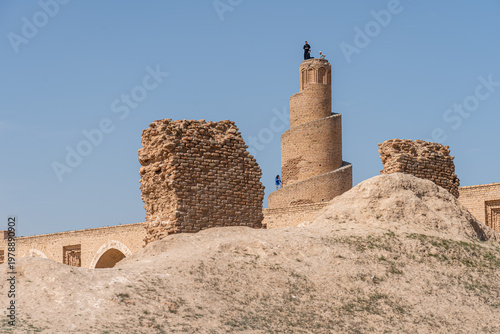Exterior view, the 9th century Abbasid Abu Dulaf Mosque, Samarra, Iraq