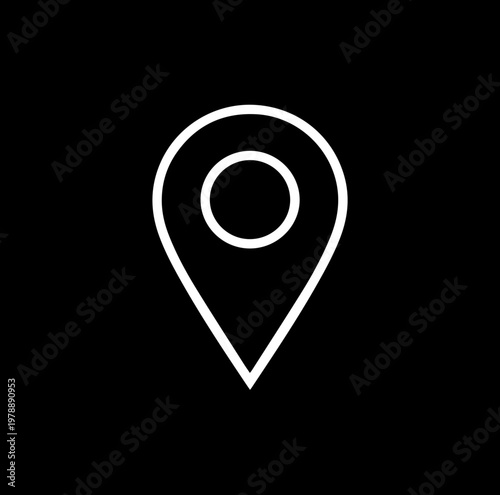 Double outline map pin icon, thin black lines
