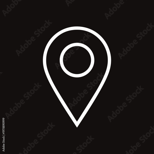 Double outline map pin icon, thin black lines