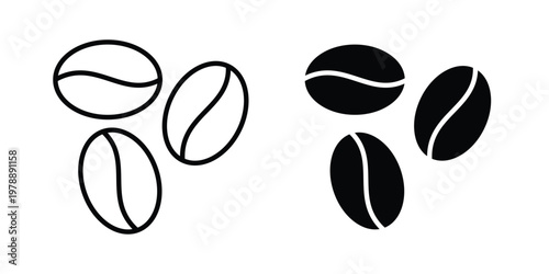 Coffee Bean icon Outline Style. Vector Illustration in flat For Graphic Design