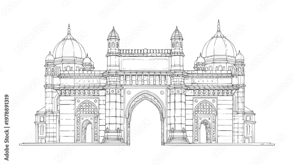 Obraz premium Line of the Gateway of India monument architecture arch