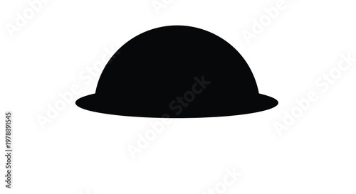 A simple black silhouette of a classic bowler hat