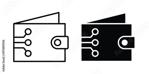 Cryptocurrency wallet icon Outline Style. Vector Illustration in flat For Graphic Design