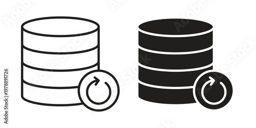 Data backup icon Outline Style. Vector Illustration in flat For Graphic Design
