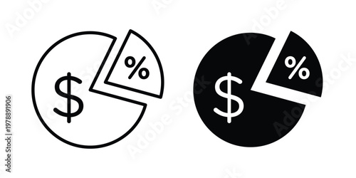 Dividend icon Outline Style. Vector Illustration in flat For Graphic Design