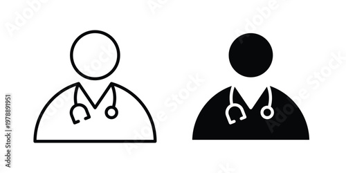 Doctor icon Outline Style. Vector Illustration in flat For Graphic Design