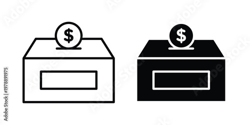 Donation box icon Outline Style. Vector Illustration in flat For Graphic Design
