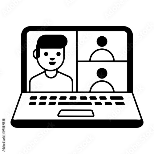 A glyph style icon showing zoom meeting interface