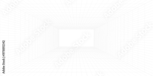 Perspective grid background 3d Vector illustration. Interior design Model projection background template. Line one point perspective. eps10