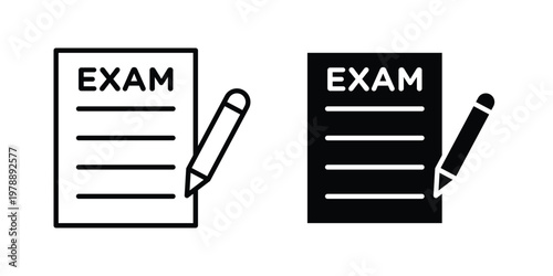 Exam icon Outline Style. Vector Illustration in flat For Graphic Design