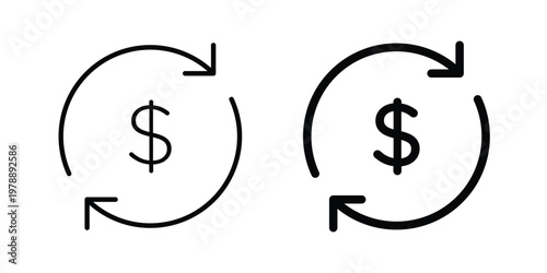 Exchange rate icon Outline Style. Vector Illustration in flat For Graphic Design