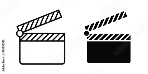 Film clapperboard icon Outline Style. Vector Illustration in flat For Graphic Design