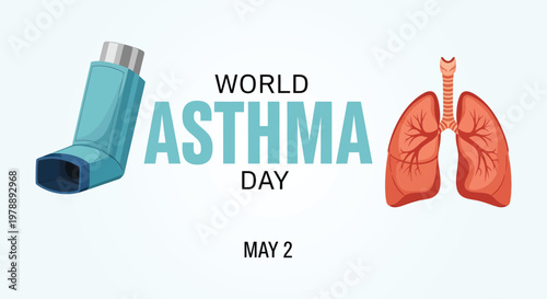 World asthma day awareness lungs inhaler and respiratory health campaign