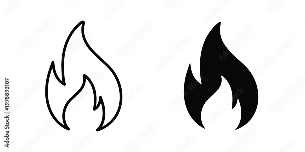 Naklejka premium Fire icon Outline Style. Vector Illustration in flat For Graphic Design