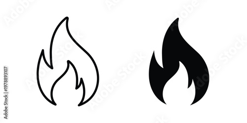 Fire icon Outline Style. Vector Illustration in flat For Graphic Design
