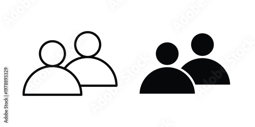Friends icon Outline Style. Vector Illustration in flat For Graphic Design