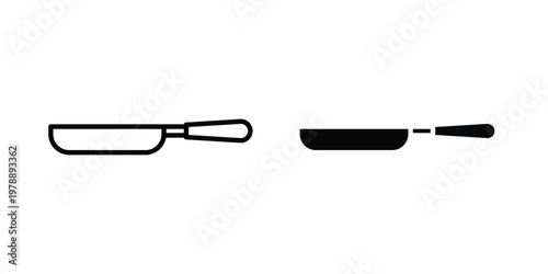 Frying pan icon Outline Style. Vector Illustration in flat For Graphic Design