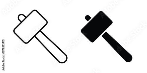 Hammer icon Outline Style. Vector Illustration in flat For Graphic Design