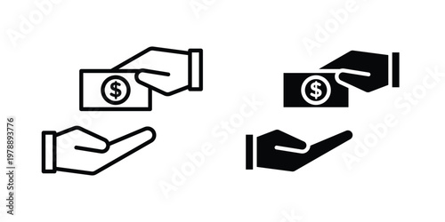 Hand money exchange icon Outline Style. Vector Illustration in flat For Graphic Design