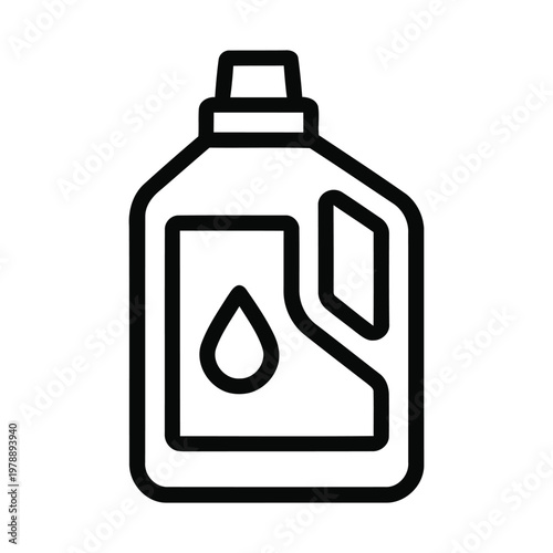 Line icon of a large plastic bottle with a handle and water drop symbol container detergent household illustration packaging chemical beverage