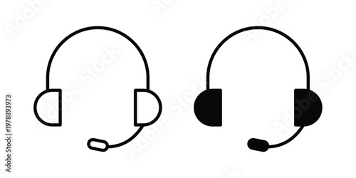 Headphones icon Outline Style. Vector Illustration in flat For Graphic Design