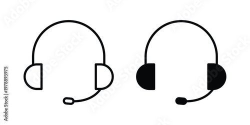 Headset icon Outline Style. Vector Illustration in flat For Graphic Design
