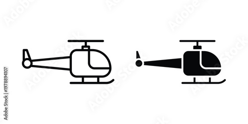 Helicopter icon Outline Style. Vector Illustration in flat For Graphic Design