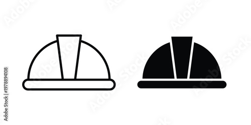 Helmet icon Outline Style. Vector Illustration in flat For Graphic Design