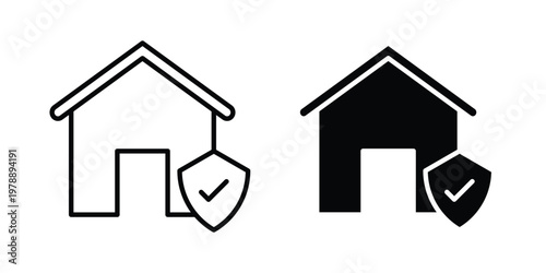 Home insurance icon Outline Style. Vector Illustration in flat For Graphic Design