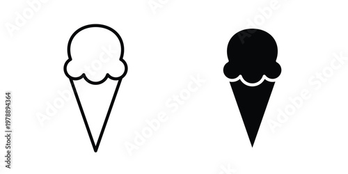 Ice cream cone icon Outline Style. Vector Illustration in flat For Graphic Design