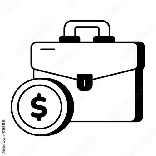 A glyph style icon showing briefcase work bag