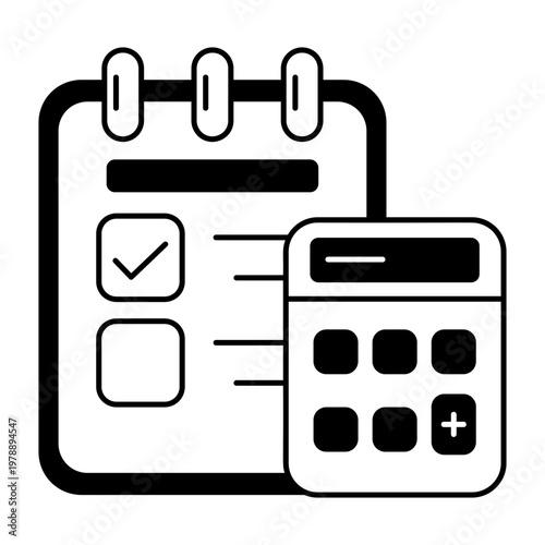 A glyph style icon showing notepad writing notes