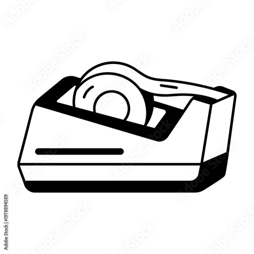A glyph style icon showing tape dispenser tool