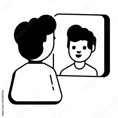 A glyph style icon depicting self reflection