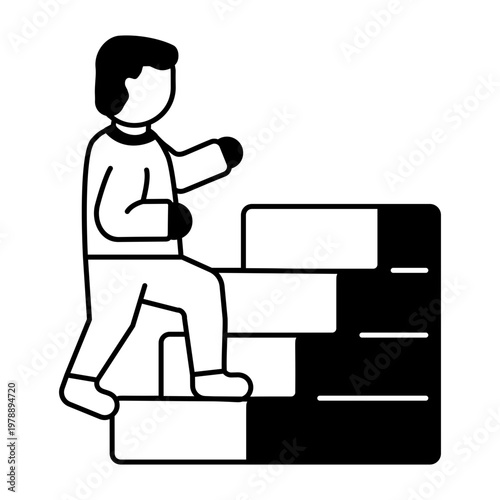 A glyph style icon depicting personal development