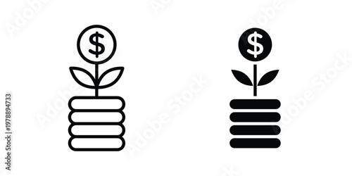Investment icon Outline Style. Vector Illustration in flat For Graphic Design