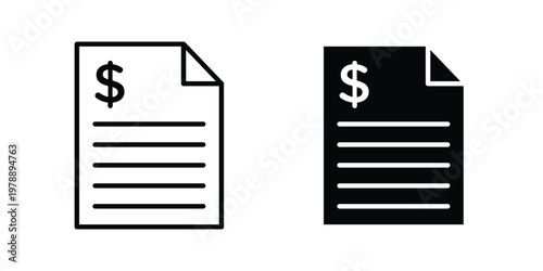 Invoice icon Outline Style. Vector Illustration in flat For Graphic Design