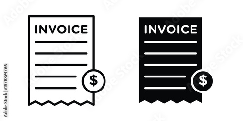 Invoice payment icon Outline Style. Vector Illustration in flat For Graphic Design