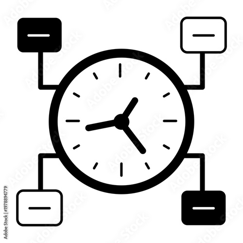 A glyph style icon showing time management