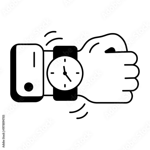 A glyph style icon showing smartwatch time display