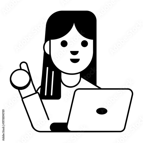 A glyph style icon showing working employee