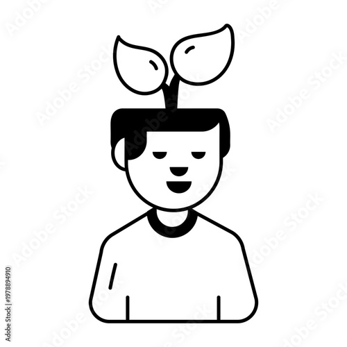 A glyph style icon representing growth mindset