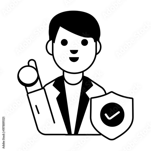 A glyph style icon depicting employee security