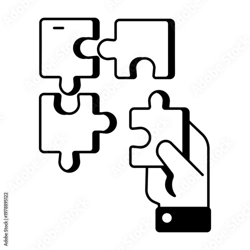 A glyph style icon depicting problem solving