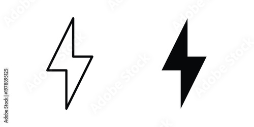 Lightning icon Outline Style. Vector Illustration in flat For Graphic Design