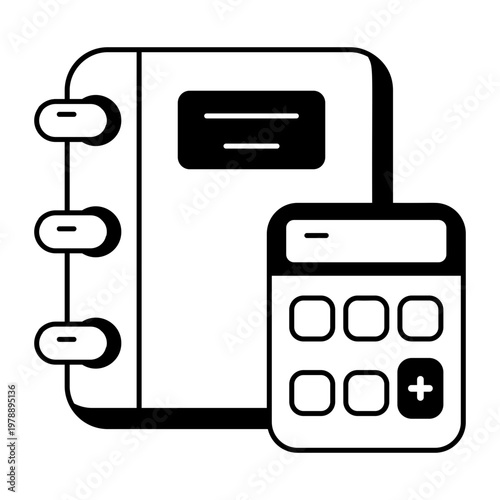 A glyph style icon depicting accounting