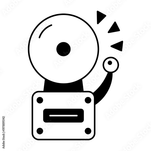 A glyph style icon depicting an emergency alarm